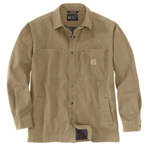 Carhartt Outerwear: Carhartt Relaxed Fit Canvas Fleece lined Shirt-Jac (TJ5532)