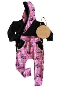 Hoodies: Harem Pants - JUST IN GINGHAM PINK TRACTOR SET