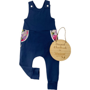 Sale End Of Line Items: Romper - Navy floral pockets