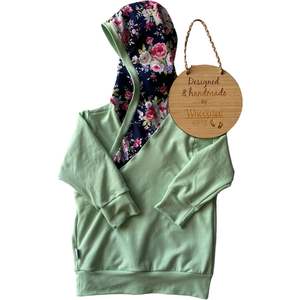 Hoodies: Hoodie- mint with amber floral size 12-18m only