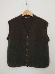 Hand knit vest - Tapenade