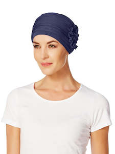 Headwear: Lotus Turban I Dark Blue I                                 Christine Headwear
