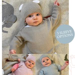 Patterns: Baby Envelope Neck Top & Beanie Knitting Pattern (CRU2416)