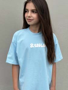 Tops: Solara Boxy Fit Tee -  Glacier Blue