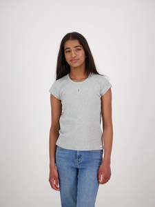 Tops: Luna Bolt Ribbed Cap Sleeve Grey