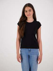 Tops: Coco Ribbed Cap Sleeve Black