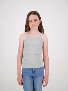 Tops: Evie Ribbed Singlet Grey