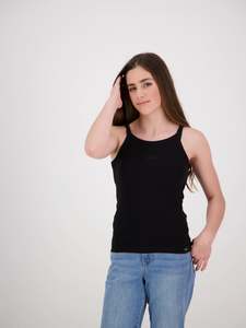 Tops: Evie Ribbed Singlet Black