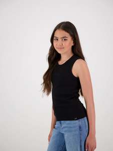 Tops: Nova Ribbed Singlet Black