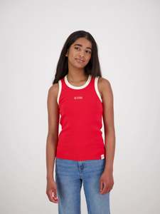 Nova Ribbed Singlet Red/Cream
