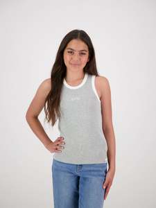 Nova Ribbed Singlet Grey/White