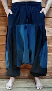 Circle, Square Hareem Pants - Blue and Black
