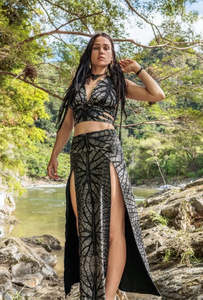 Skirts: Tribal Trance Skirt Silver Leaf
