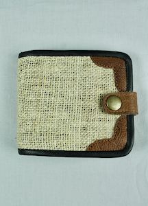 Woven Hemp and Leather Snap Wallet