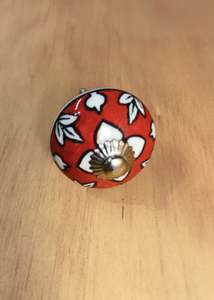 Ceramic Drawer Knobs - Red Flower