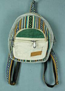New: Hemp Backpack Small - Green Multi