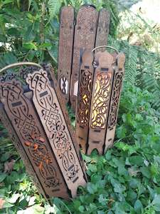 Flame Effect Wooden Lantern