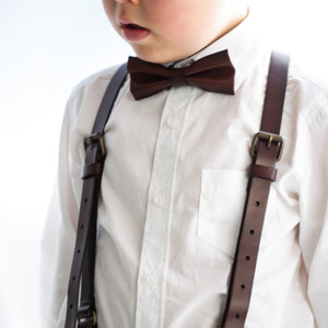 All Child Bowties: Midnight Oak - Real Leather Bow Tie