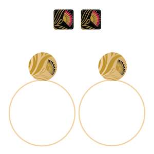 All Product: Hoop Earrings with Ear Studs - Pohutukawa