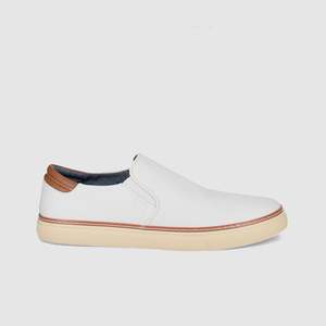 Mens White Leather Casual Shoes: Bradley Casual Shoes White