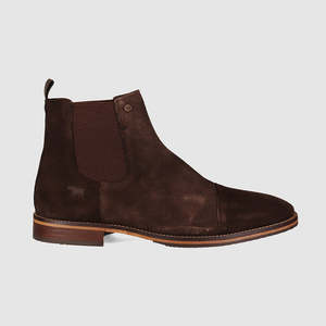 Mens Chelsea Boots: Steele Chelsea Boots Dark Brown Suede
