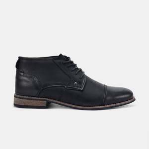 Mens Black Leather Boots: Tank Lace Up Boots Black
