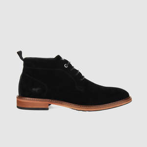 Trans Seasonal Footwear: Clapton Lace Up Boots Black Suede