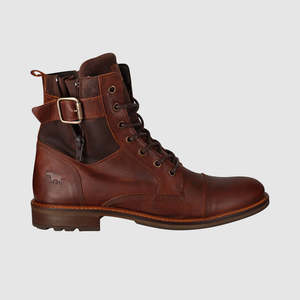 Plaid Lace Up Boots Rust