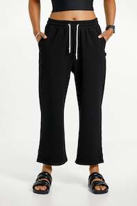 Rose Road: ROSE ROAD CROPPED BALLER PANTS - BLACK
