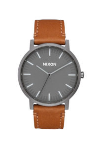 Nixon: NIXON PORTER LEATHER WATCH - GUNMETAL/ CHARCOAL/ TAUPE