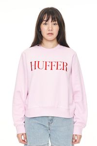 Womens Sweats Hoodies: HUFFER CLASSIC CREW 350/EDITORIAL - BLOSSOM
