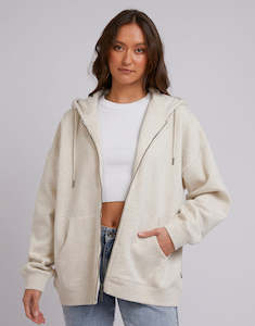 Womens Sweats Hoodies: SILENT THEORY OVERSIZED ZIP THRU HOODY - OAT
