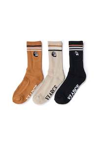 Mens Socks: XLARGE RAIL STRIPE SOCK 3PK - MULTI