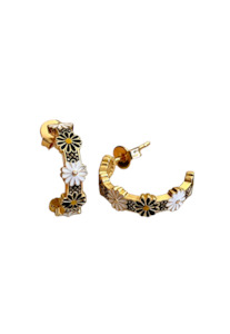 Jewellery: PENNY FOGGO BLACK AND WHITE DAISY HALF HOOPS