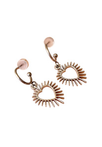 PENNY FOGGO SPIKY HEART HALF HOOPS - SILVER