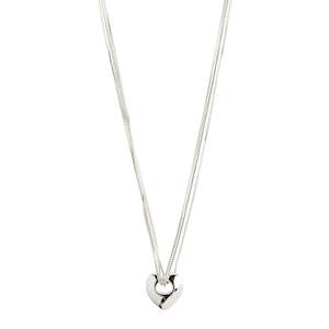 Necklaces: PILGRIM RECYCLED HEART NECKLACE - SILVER PLATED