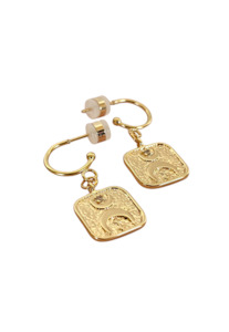 PENNY FOGGO SQUARE MOON HALF HOOPS - GOLD