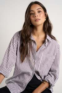 STORIES TO BE TOLD YOU GOT THIS CHOCOLATE STRIPE OVERSIZED SHIRT