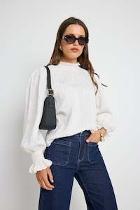 IVY + JACK EMPHATIC IVORY STRIPE HIGH NECK TOP