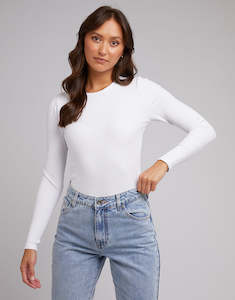 Womens Tees: SILENT THEORY RIB LONG SLEEVE - WHITE