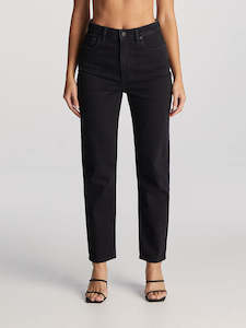 Womens Denim: LEE HIGH MOMS - HOMME BLACK