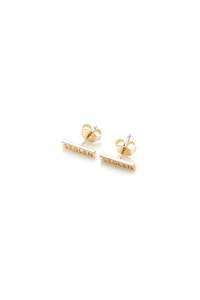 STOLEN GIRLFRIENDS CLUB TINY STOLEN BAR EARRINGS - GOLD PLATED