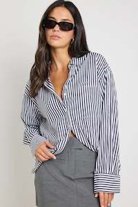 Womens Tops: STORIES BE TOLD YOU GOT THIS BLACK STRIPE OVERSIZED SHIRT