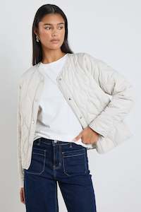 STORIES BE TOLD APEX PUTTY COLLARLESS PUFFER JACKET