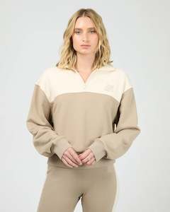 ALL ABOUT EVE LUXE ACTIVE QUARTER ZIP - STONE