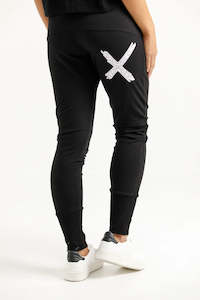 HOME-LEE APARTMENT PANTS WINTER - BLACK WITH LILAC DAMASK X