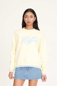 Womens Sweats Hoodies: HUFFER RELAX CREW 350/RALLY - BUTTER
