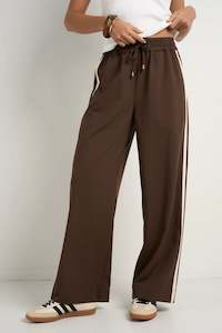STORIES BE TOLD TOWNIE CHOCOLATE STRIPE SIDE TAPE WIDE LEG PANTS
