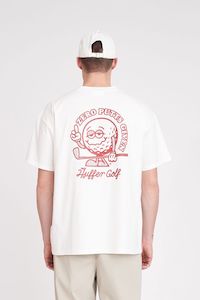 Mens: HUFFER BLOCK TEE 220/ZERO PUTTS - CHALK