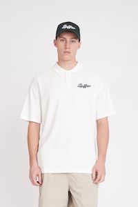 Mens: HUFFER MENS PAR SS POLO/BALLSY - CHALK
